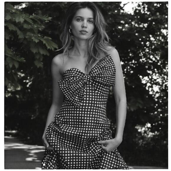 Hutch Dresses & Skirts - Anthropologie x Hutch Strapless Maxi Dress with Front Bow Black Gingham Size 0